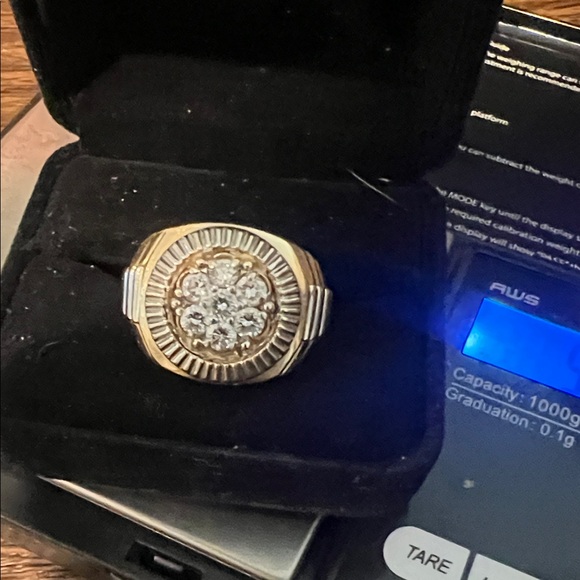 Solid 14K Gold and Diamond Men's Ring size 11 19.6g